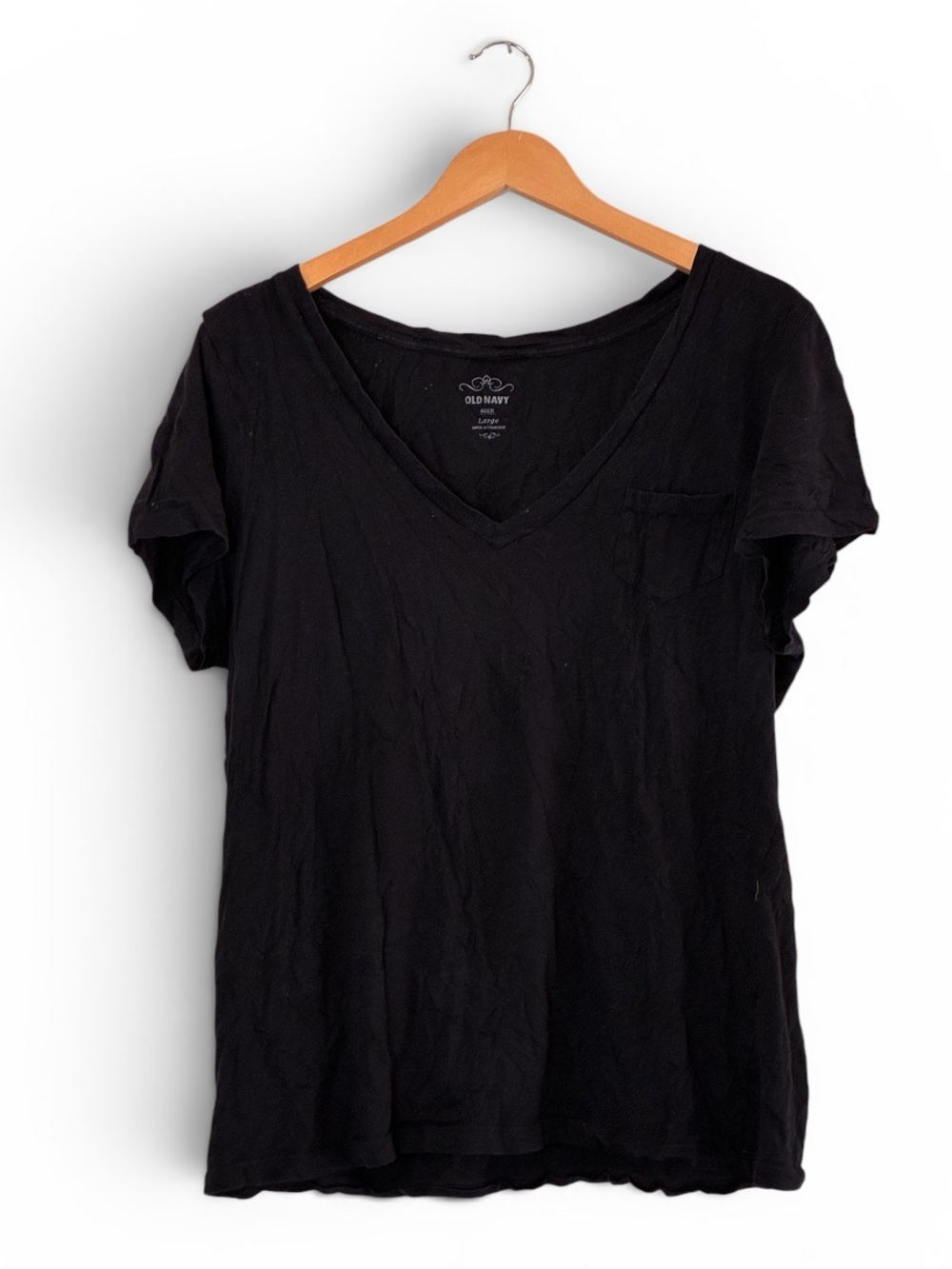 Old Navy | Black short sleeve basic cotton t-shirt v-neck women’s size large